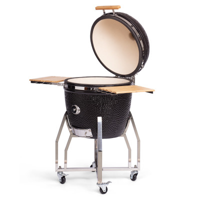 Pack Barbecue céramique YAKINIKU X-Large Pro-Set : Housse + Rehausseur + demi grille en fonte + demi plaque TEPPANYAKY et Woodchipper