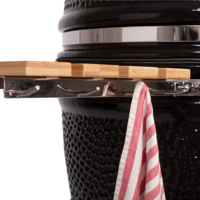 Pack Barbecue céramique YAKINIKU X-Large Pro-Set : Housse + Rehausseur + demi grille en fonte + demi plaque TEPPANYAKY et Woodchipper
