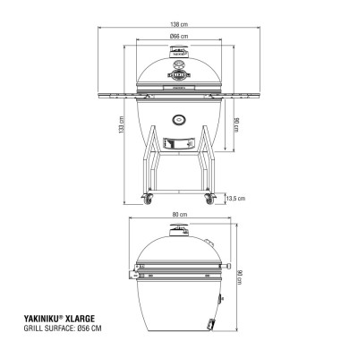 Pack Barbecue céramique YAKINIKU X-Large Pro-Set : Housse + Rehausseur + demi grille en fonte + demi plaque TEPPANYAKY et Woodchipper